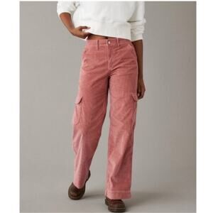 American Eagle Pants Womens 8 Pink Corduroy Baggy Wide Leg Super High Rise 90s